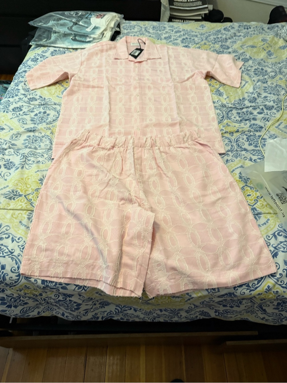 Left Point Men’s Full Pink Set Short & Shirt Set - Lightweight